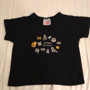 Omighty my choice crop top embroidered cats
